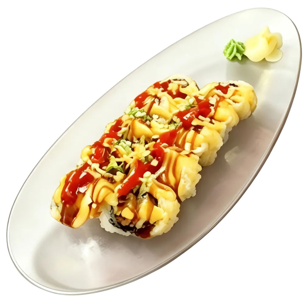 Baked sushi rolls drizzled with two kinds of sauces at Yamato Japanese Steakhouse, a Japanese Restaurant in Auburn