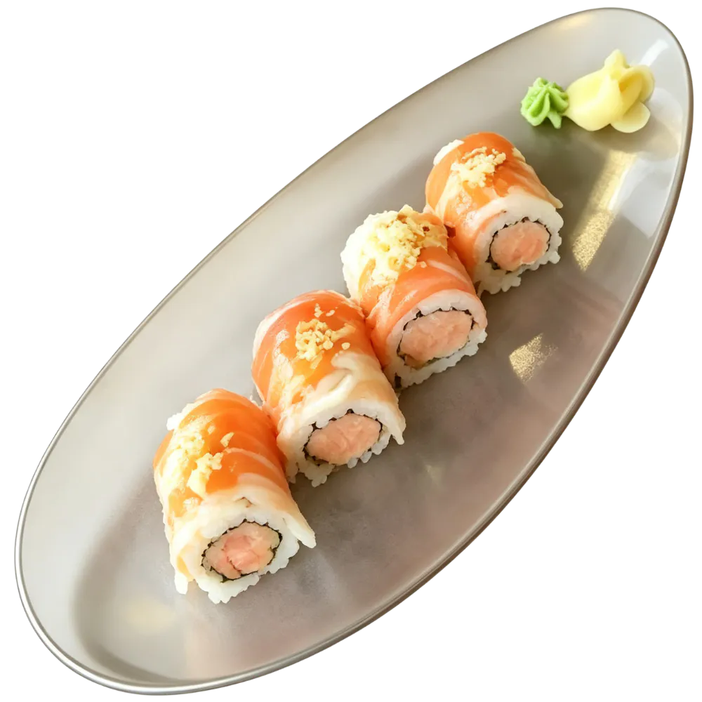 Salmon topped sushi rolls with minced fish filling at Yamato Japanese Steakhouse, a Japanese Restaurant in Auburn